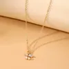 Anhänger Halskette IFKM Imitation Perlen Halskette Weibliche Kirschschlüsselblikaner Kette Goldfarbe Halshärte Geschenk für Freund Tropfen