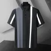 Men's Polos Arrival Fashion Suepr Large Summer Youth Casual Polo Stripe Print Short Sleeve Plus Size XL 2XL 3XL 4XL 5XL 6XL 7XL