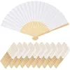 Decorative Figurines 10pcs White Foldable Paper Fan Portable Chinese Bamboo Wedding Gifts For Guest Birthday Party Decoration Kids Painting