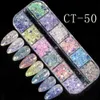 Nail Glitter 12 rutnät Gradient Mermaid Flake Hexagon Holo paljetter Powder 3D Manicure Art Paillettes Decoration Tips 230814