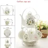 Geschirrsets Keramik-Teekanne Besteck Kaffeetasse Tasse und Untertassen handbemalte Tee Tassen Hochzeitsteller 9pcs/Set