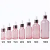 Packing Bottles Wholesale 5Ml 10Ml 15Ml 20Ml 30Ml 50Ml 100Ml Mti-Szie Glass Pink Dropper Bottle Essential Oil Body Rose Gold Lid Cos Dhj7H