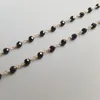 Kedjor lii ji äkta svart spinel 3mm 925 sterling silver guldpläterad handgjorda delikat hals 45 cm för gåva