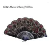 Dekorativa figurer Retro Folding Flower Printing Handfan Kinesisk stil Dansfans Lace Tyg Silk Embroidery Held Women Po Prop Prop