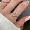 Pierścionki ślubne Elsieunee Romantic 925 Srebrny Radiant Cut Pink Sapphire Diamond Kamień Ślub zaręczynowy Pierścionek zaręczynowy Fine Jewelry