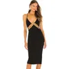 Vestidos casuais temperamento do verão Black Hollow Decorative Ring Sexy Suspender Dress Dress