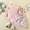 Комплекты одежды для малышей 0-18 месяцев, комплекты одежды для новорожденных девочек, осенне-весенний комбинезон с длинными рукавами, юбка с цветочным принтом, повязка на голову, одежда