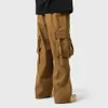 American High Street Cargo Pants Men's Street Hip-hop Fashion Label Multi Pocket Functional Wide Leg Straight Tube Harun Trousers