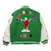 Jaquetas masculinas Marca Verde Beisebol Homens Bordados Patchwork Carta College Varsity Jaqueta Vintage Bomber Casaco Casais M 2XL Streetwear 230815