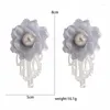 Dangle Earrings U-Magical Exaggerated White Organza Flower Crystal Earings For Women Fairy Imitation Pearl Long Tassel Jewelry