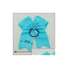 Hair Accessories 8 Inch Large Plain Solid Cheerleading Ribbon Bows Grosgrain Cheer Tie With Elastic Band Girls Rubber Drop Delivery Dh6Dt