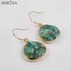 Dangle Earrings BOROSA Retro Teardrop Natural Turquoises Drop For Women High Quality Blue Stone Earring Jewelry G1858