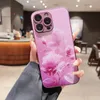 mode roos bloem gehard glas olie vloeibare siliconen hoesjes voor iphone 15 14 pro max plus 13 12 11 iphone15 luxe stijlvolle bloemen fijn gat mobiele telefoon achterkant huid