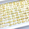 Großhandel 100pcs Ringe für Frauen goldener plattierter Modeschmuck Accessoires Party Geschenke