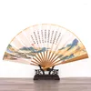 Estatuetas decorativas 1pc Fan dobrável ventilador de mão elegante estilo antigo manual caligrafia pintura de tinta de tinta chinesa decoração oriental de acessórios chineses