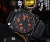 Мужская модель Br, спортивный резиновый ремешок, кварцевые многофункциональные часы с колокольчиком, деловые часы из нержавеющей стали, мужские квадратные наручные часы Ross #gfh657