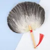 Decorative Figurines Vintage Chinese Style Feather Fan Handmade Ancient Craft Wood Handle Wedding Party Dance Hand Held Decoration