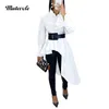 Women's Blouses Shirts Mutevole Women Casual Flare Sleeve Irregular Blouse Shirt Sexy Asymmetrical Long Shirt Fashion Front Button White High Low Tops 230814