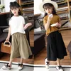 Conjuntos de roupas para meninas terno verão moda roupas novas crianças wear crianças solto algodão calças largas perna elegante manga curta anos
