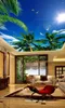 Wallpapers CJSIR Custom Ceiling Wallpaper Mural Coconut Tree Blue Sky White Clouds Seagull Po 3d Papel Pintado Decor