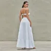 Sukienki robocze MUSUOS Summer Outifts Streetwear Solidna powiązanie zbiornikowe topy uprawy elastyczna talia A-line spódnica