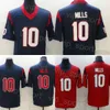 Team 10 Davis Mills Men Football Jersey Navy Blue Red Embroidery and Stitched Turn Back the Clock Vapor Color Rush for Sport Fans Breatble Cotton Good/High/High