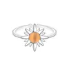 Bandringen zon voor vrouwen oranje kwarts gouden verzilverd madeliefje verstelbare knokkel teen anel druppel 230814
