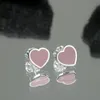 S925 Sterling Silver Love Heart Oorrings For Women Girl Blue Pink Classic Hearts Earring Brincos Aretes Oorbellen Luxury merkontwerper oorringen sieraden