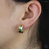Stud Earrings 2023 Arrival Fashion Luxury CZ Single Blue Green Stones Earing For Women Valentine's Day Gift