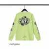 2023メンズファッションTシャツTシャツChromezheartsファッションブランドChro Matty Boy Apple Green Graffiti Long Sleeve TシャツUnisex Ins純粋な欲求