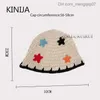 Caps Hats Winter handmade crochet bucket hat with five stars suitable for women Korean fashion multi-color woven beans Z230815