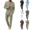 Heren trainingspakken vallen ademende rimpel tweedelig pak roll hoes shirt broek tuxedo kostuumpen gestript voor mannen