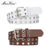 Belts MaiKun Women Punk Goth Belts Brand Leather Women Grunge Belt Halloween Double Pin Buckle Female Belt for Jeans Streetwear 230814