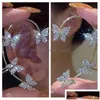 Ear Cuff Shiny Zircon Butterfly Without Piercing Earrings For Women Fashion Wrap Clip Earring Bride Wedding Jewelry Drop Delivery Dhxnl