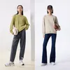 Hoodies للسيدات Toyouth Women Sweatshirt 2023 الخريف الأكمام الطويلة جولة الرقبة الفضفاضة تصميم الربط الهندسي غير الرسمي الكاكي الأخضر