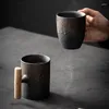 Tassen hochwertiger Keramik Kaffeetasse mit Holzgriff kreativ rost glaze Tee Milch Beer Tasse Getränke Neuheit Geschenke