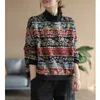 Damen Hoodies Sweatshirts Herbst Winter Vintage Print Plüsch dickes halbe Kragen Frau Sweatshirt Casual Lose Long Sleeve Pullovers Top Women Clothing 230814