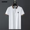 Mens Polos Summer Short Sleeve Polo Shirts Män varumärke Bomullsaffär Casual Soild Tops Brodery Black Clothing 230815