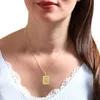 قلادة قلادة من الفولاذ المقاوم للصدأ مربعة الحرف A-Z Charm مغطاة بالذهب النحاس القلادة Women Girl 2023 الموضة المجوهر