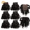 Short Curly Hair Bundles with Closure 4x1 T Part Lace Closure Brazilian Human Hair Curly Bundles with Closure Natural Color