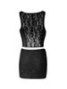 Платье с двумя кусочками женская мини -юбка Bodycon Set Buckless Tue Up Floral Lace Bustier Corset Top Match