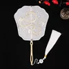 Decorative Figurines Chinese Flower Embroidery Hand Fan Retro Round Silk Ancient Tassel Dance Cheongsam Tang Wedding Party Accessories