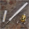 Spinning Rods Portable Pocket Telescopic Mini Fishing Pole Pen Form Foldad Rod Aluminium Alloy Reel 4 Colors Drop Delivery Sports Out Dhncy