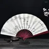 Decorative Figurines Classical Folding Silk Fan Chinese Style Men Vintage Gentleman Hand Portable Fans Abanicos Para Boda