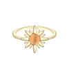 Bandringar Sun For Women Orange Quartz Golden Silver Plated Daisy Justerbar Knuckle Toe Anel Drop 230814