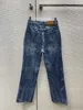 Kvinnor denim byxor designer jean lady byxor joggings stilt brev tryck löst passande bredben byxa vita designers klädkvinnor jeans