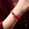 Strand Red Cinnabar Hand String Hetian Jade Transport Pärlor Armband Original Stone Emperor Sand Buddha Armband Women Charm