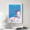 Tela che dipinge il resort di scenari di fama mondiale santorini poster paesaggistica blu e bianchi stampe da parete di bellezza da parete per la casa decorazioni per la casa estetica wo6