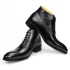 ブーツ本物の革の靴の男性S足首ビジネス男性青と黒の基本的なブーツレース男性用工場ドロップ230815
