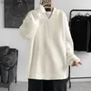 Herrtröjor Huvtröjor Herrarna Loose Fit Men's Korean Fashion Handle Harajuku Sticked Long Sleeve Bekväm Mäns topp Z230815